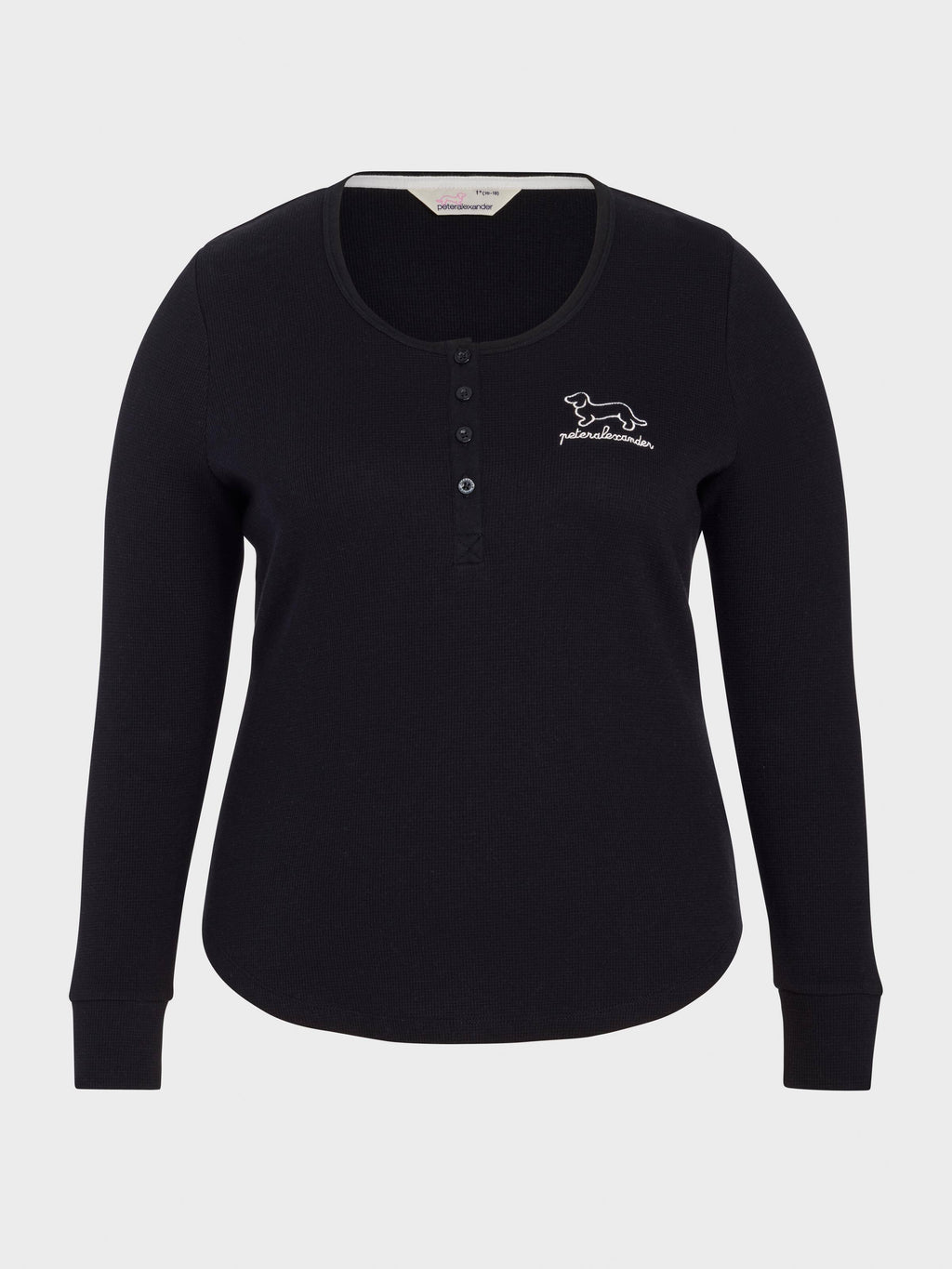 P.A. Plus Black Waffle Henley Long Sleeve Top