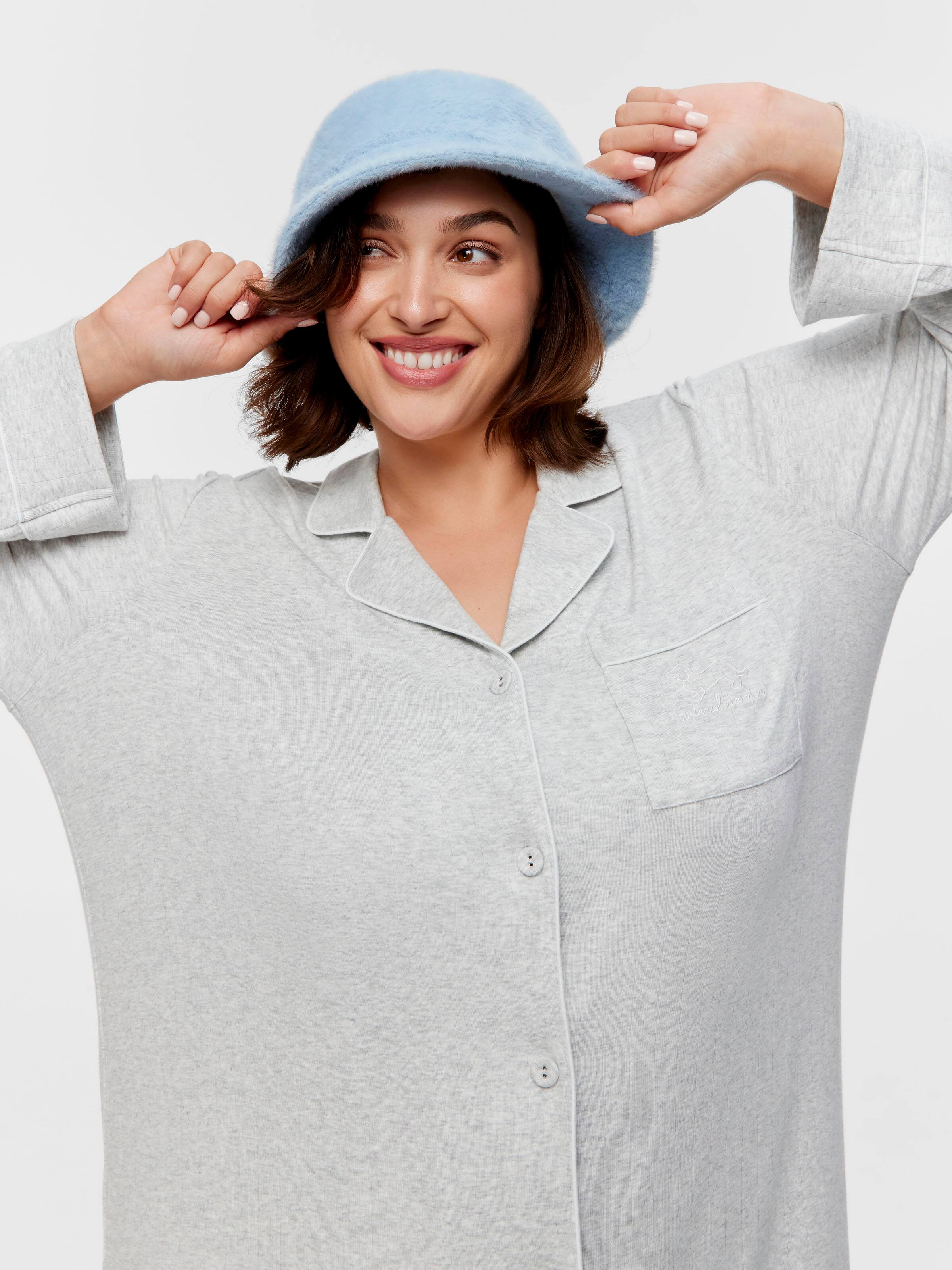 P.A. Plus Grey Slouchy Rib Long Sleeve Nightshirt