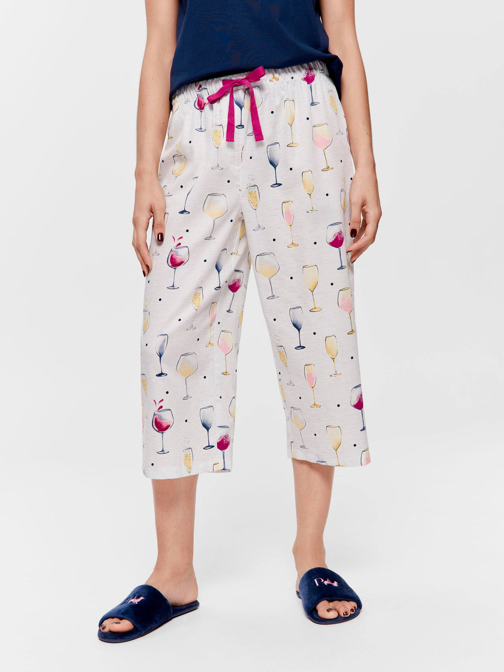 Wine 100% Cotton 3/4 Pj Pant