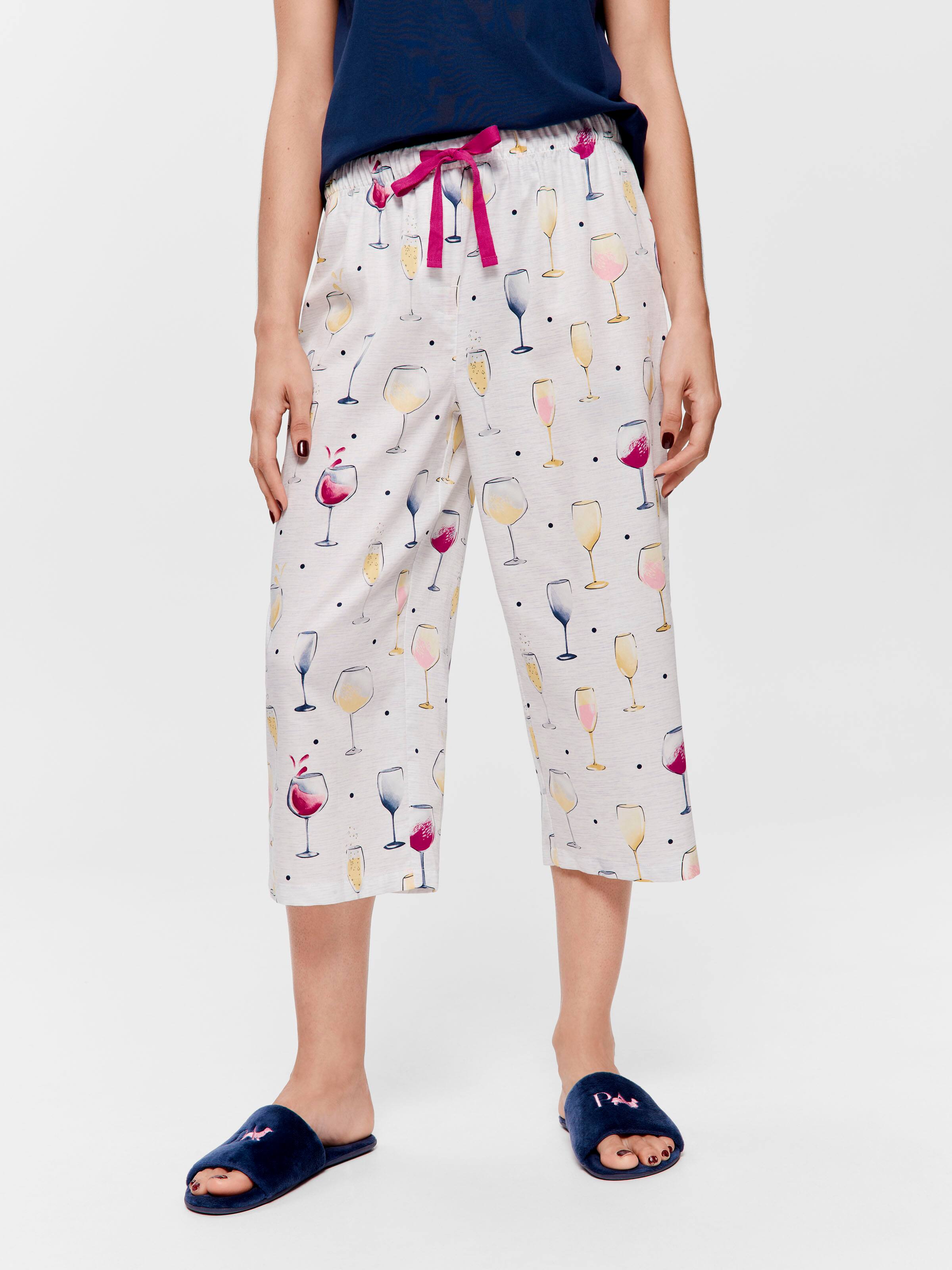 Wine 100% Cotton 3/4 Pj Pant