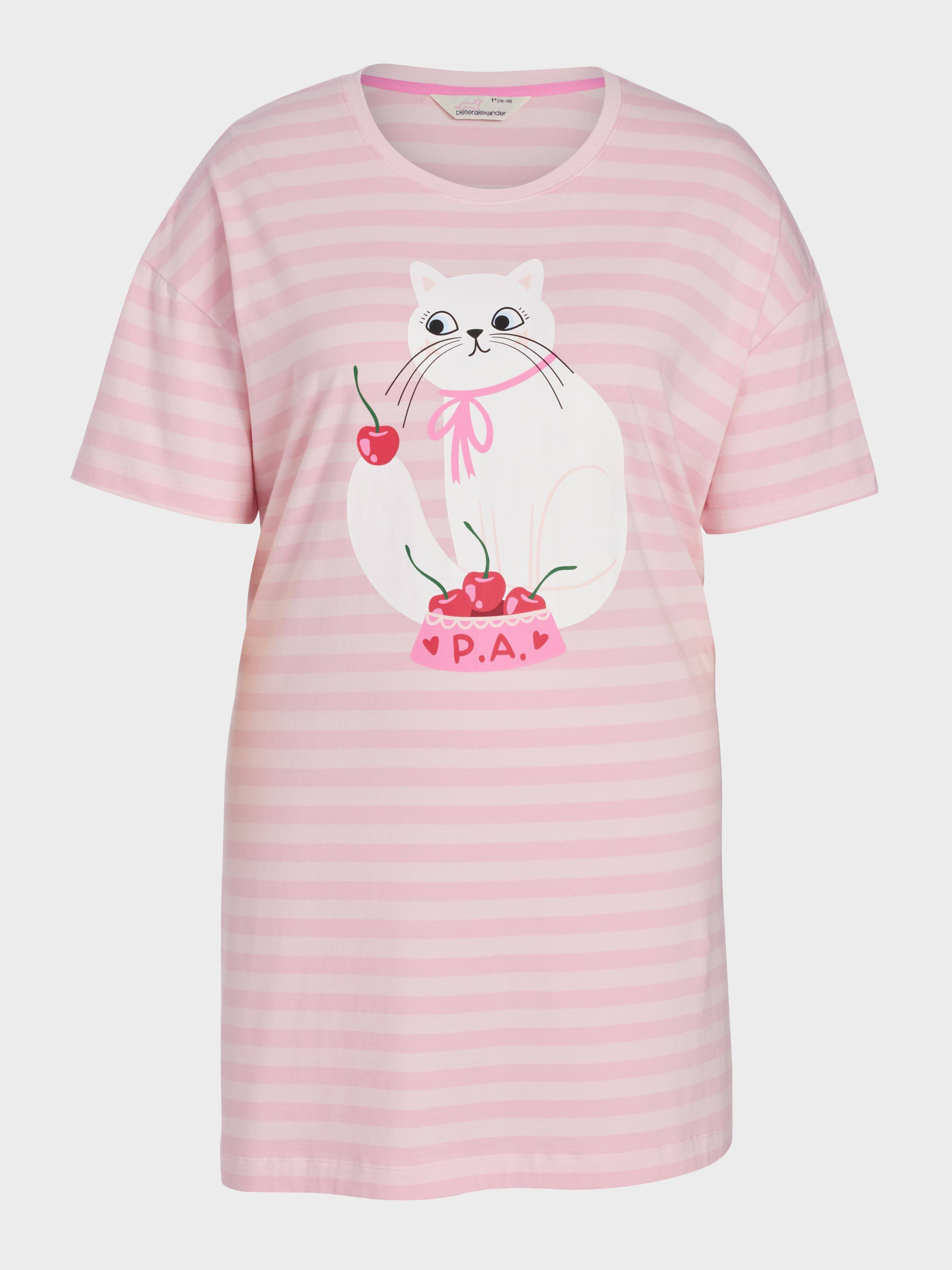 P.A. Plus Cherry Cat Stripe Sleep Tee