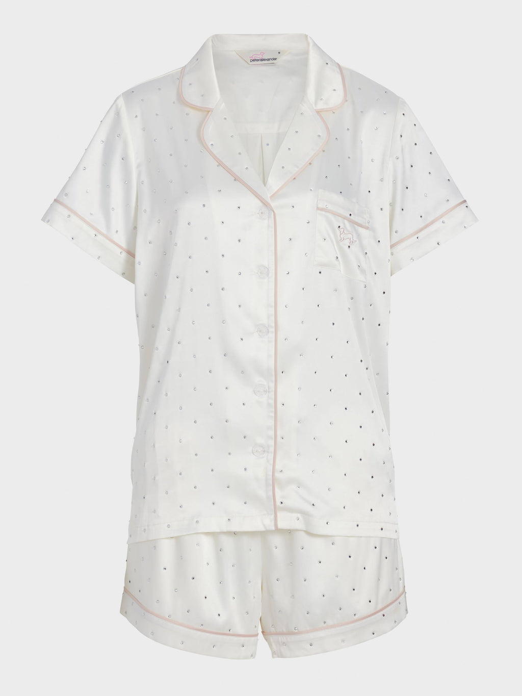 Rhinestone Chic Satin Shortie Pj Set