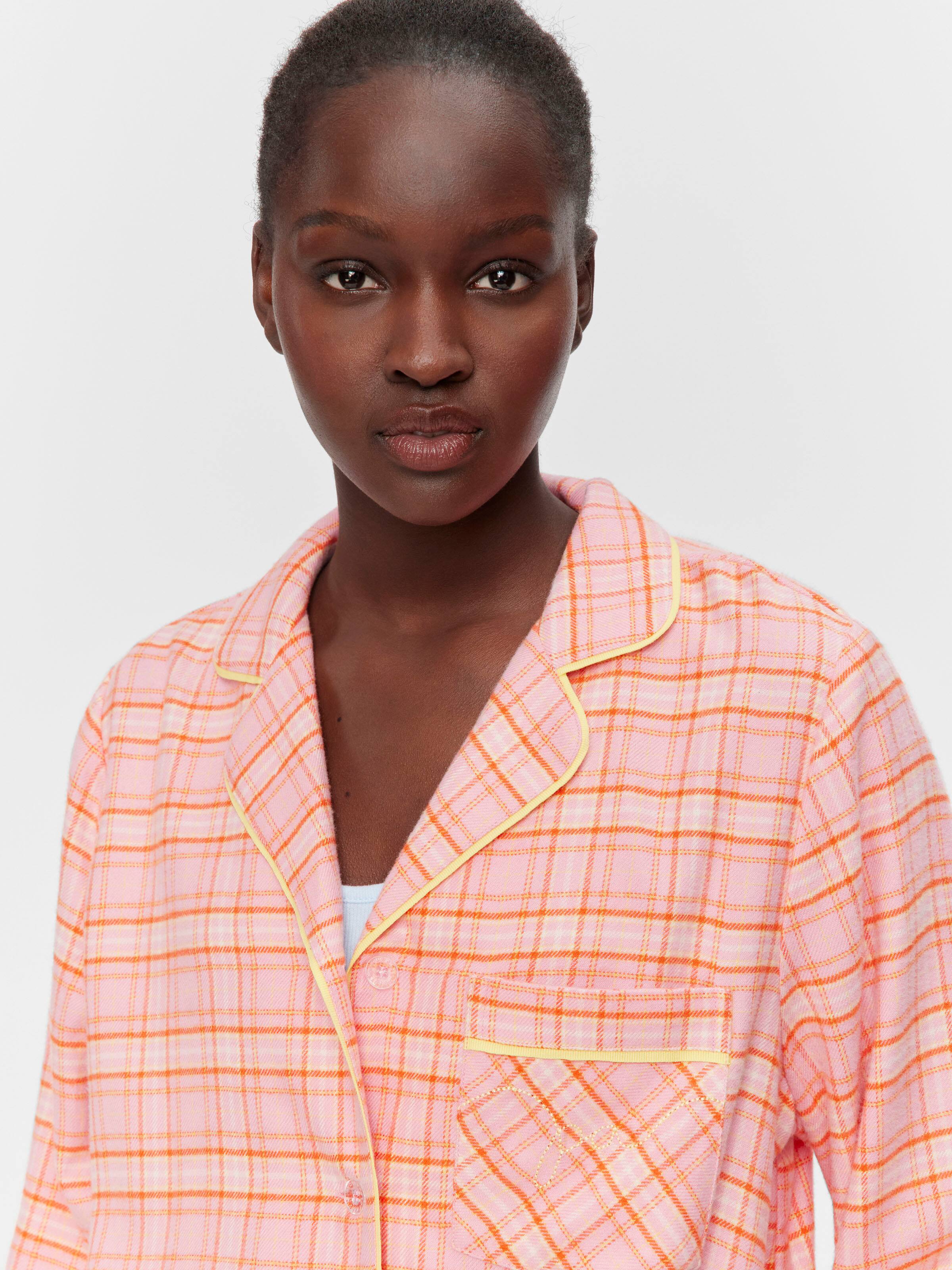Pink & Yellow Check Bamboo Flannelette Classic Pj Set