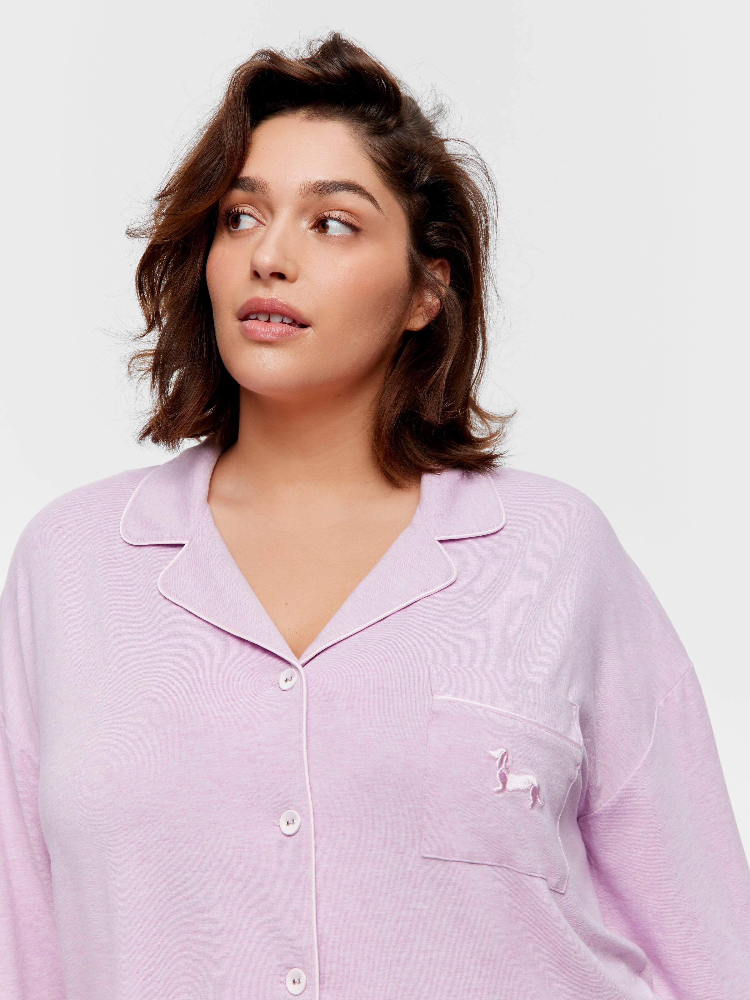 P.A. Plus Lilac Bamboo Jersey Long Sleeve Pj Set