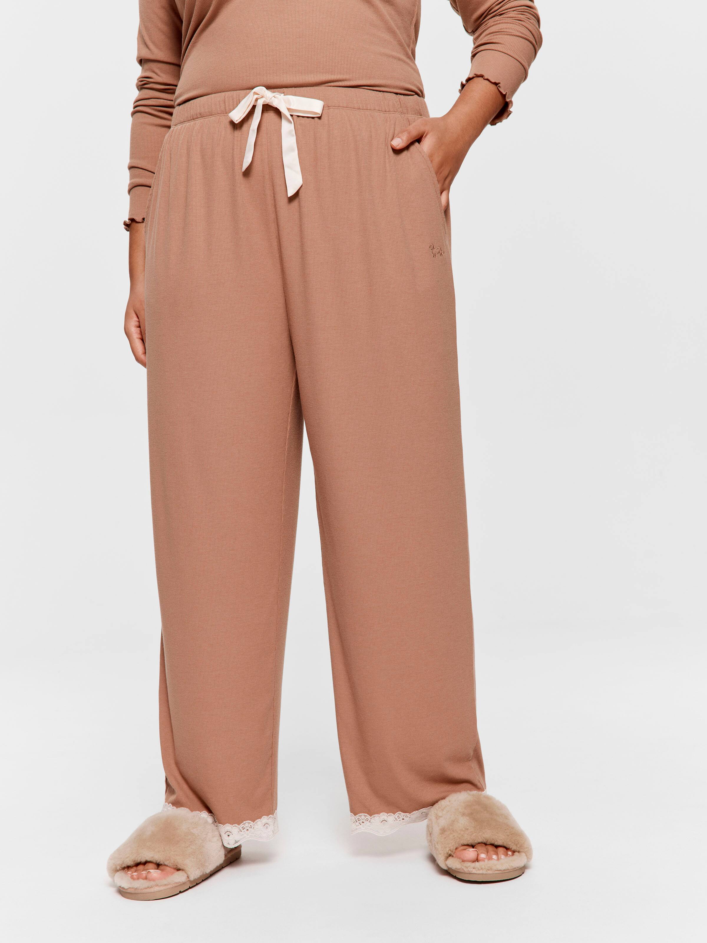 P.A. Plus Brown Bamboo Rib Straight Leg Pj Pant