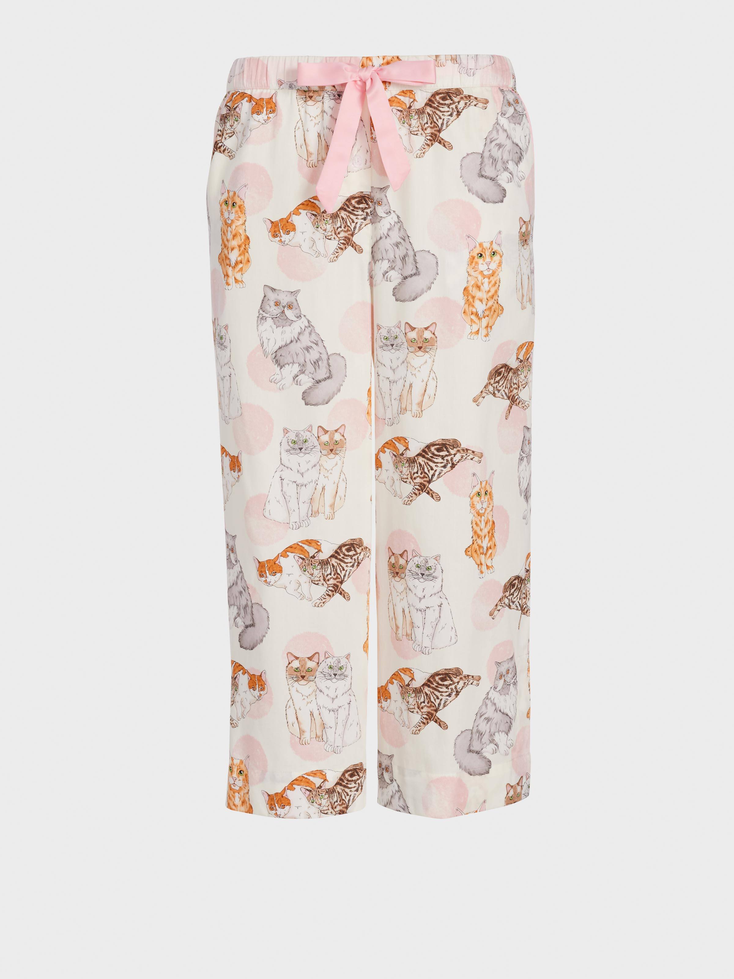 Cats 100% Cotton Cropped Fashion Pj Pant