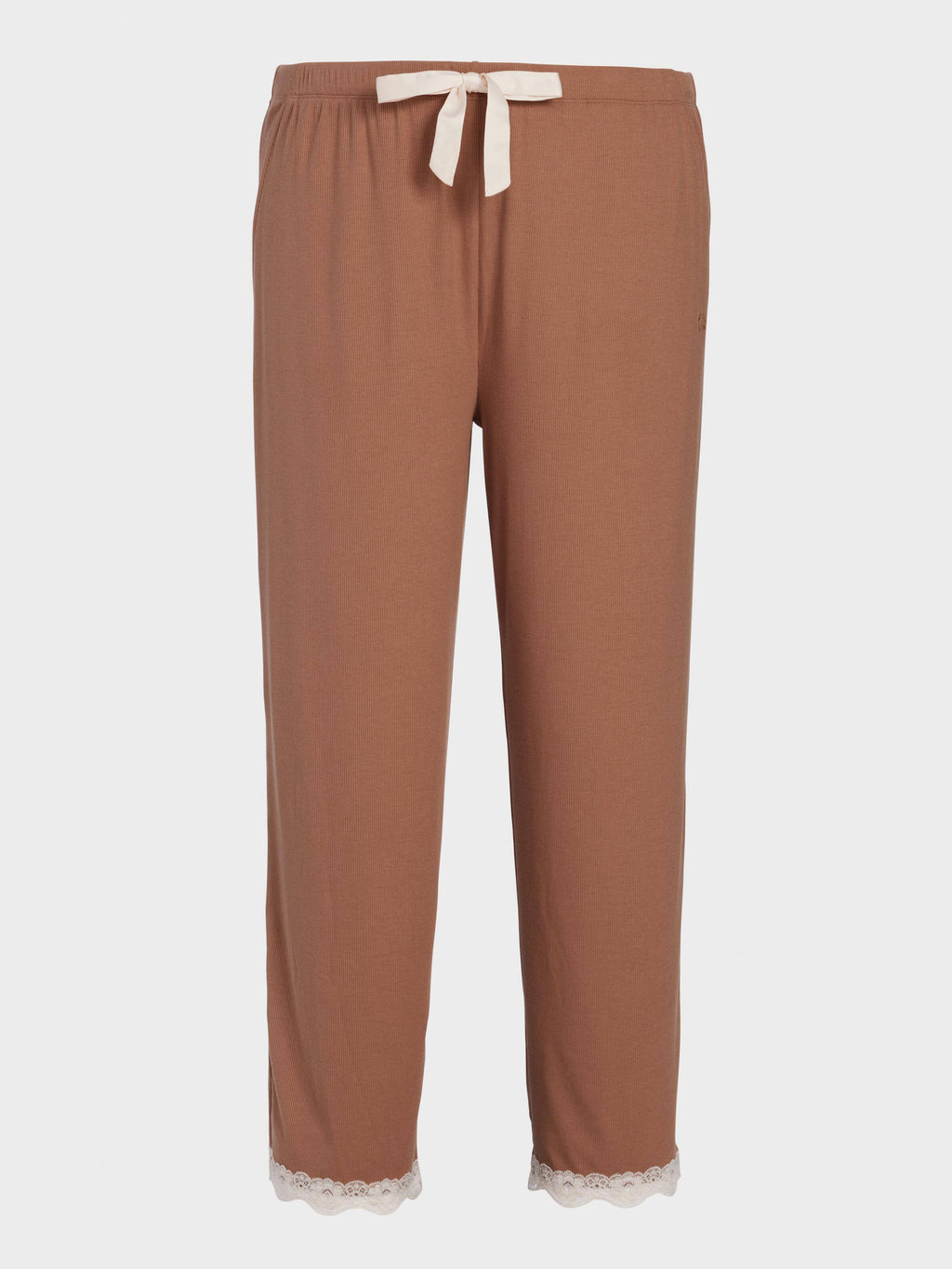 P.A. Plus Brown Bamboo Rib Straight Leg Pj Pant