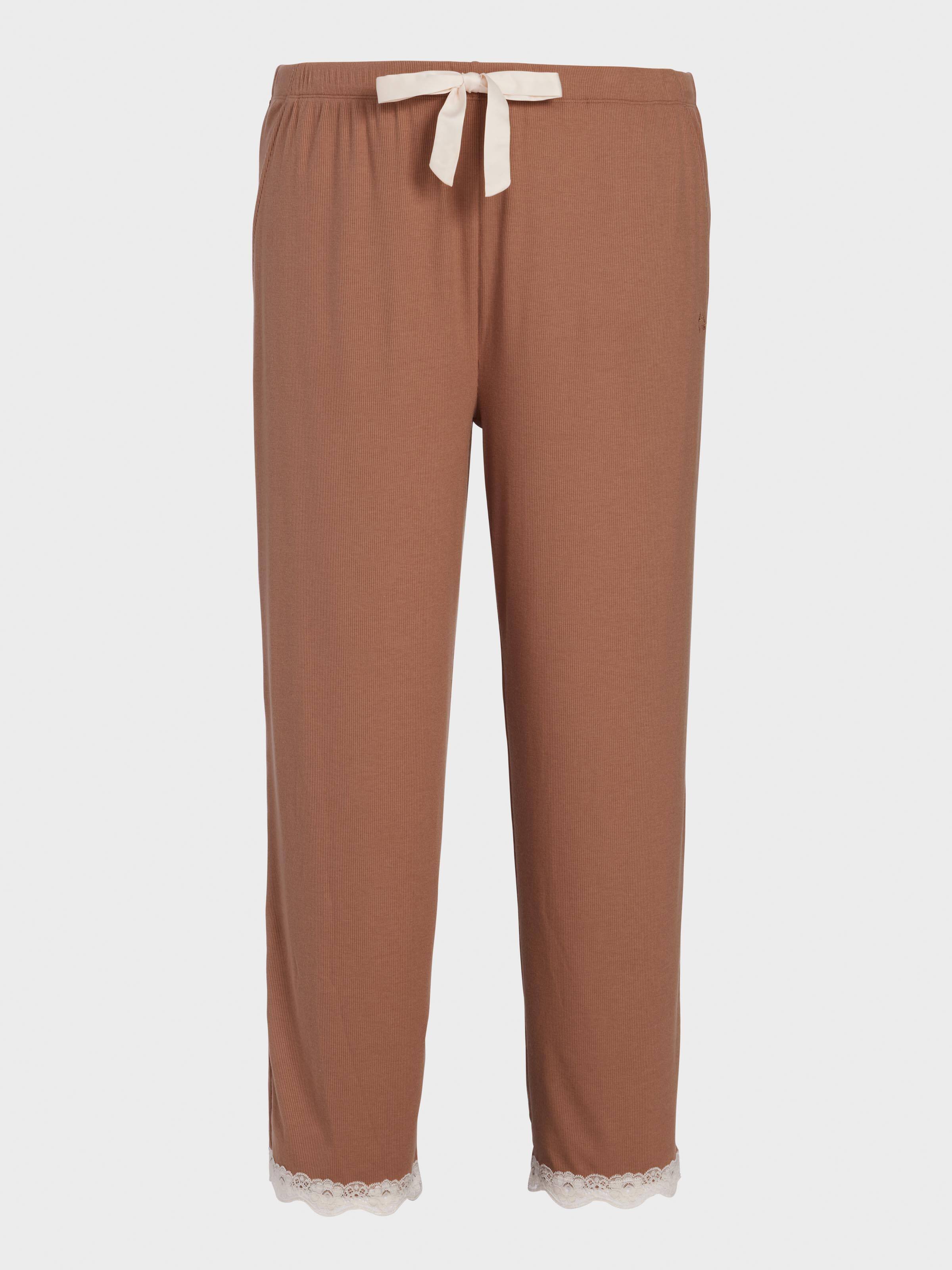 P.A. Plus Brown Bamboo Rib Straight Leg Pj Pant