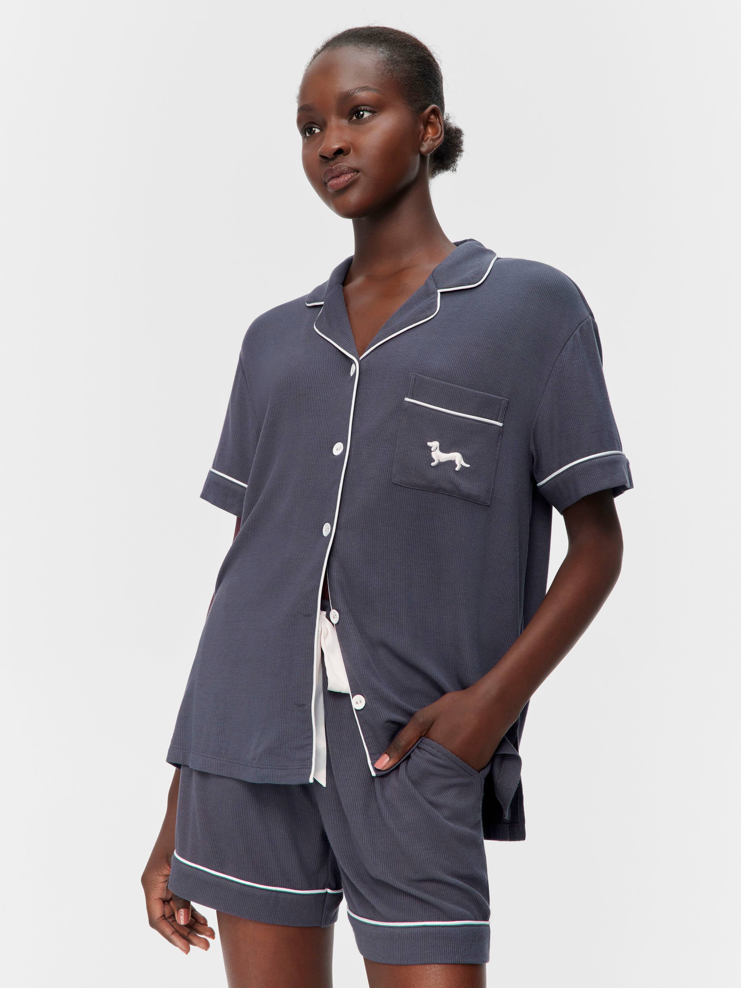 Charcoal Bamboo Rib Shortie Pj Set