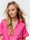 Pink Lurex Chic Satin Shortie Pj Set
