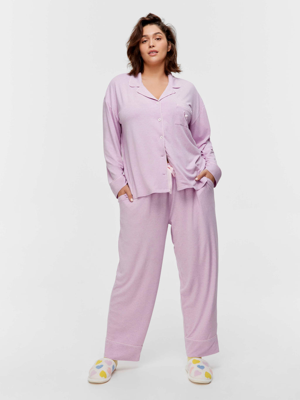 P.A. Plus Lilac Bamboo Jersey Long Sleeve Pj Set