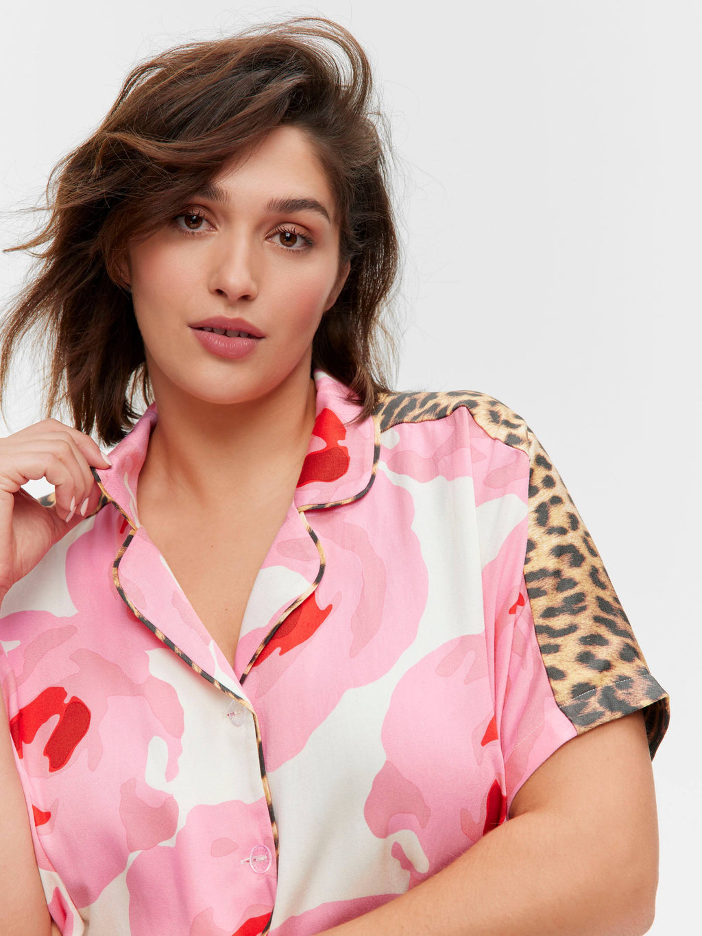 P.A. Plus Floral Leopard Fashion Shortie Pj Set