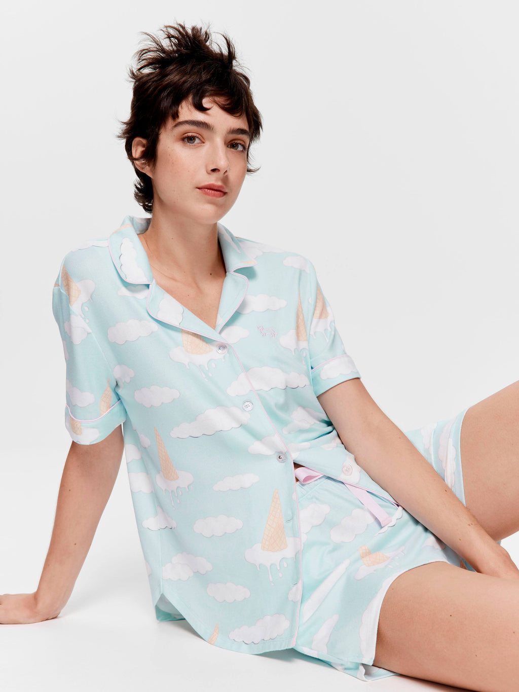 Ice Cream Cloud Plush Shortie Pj Set