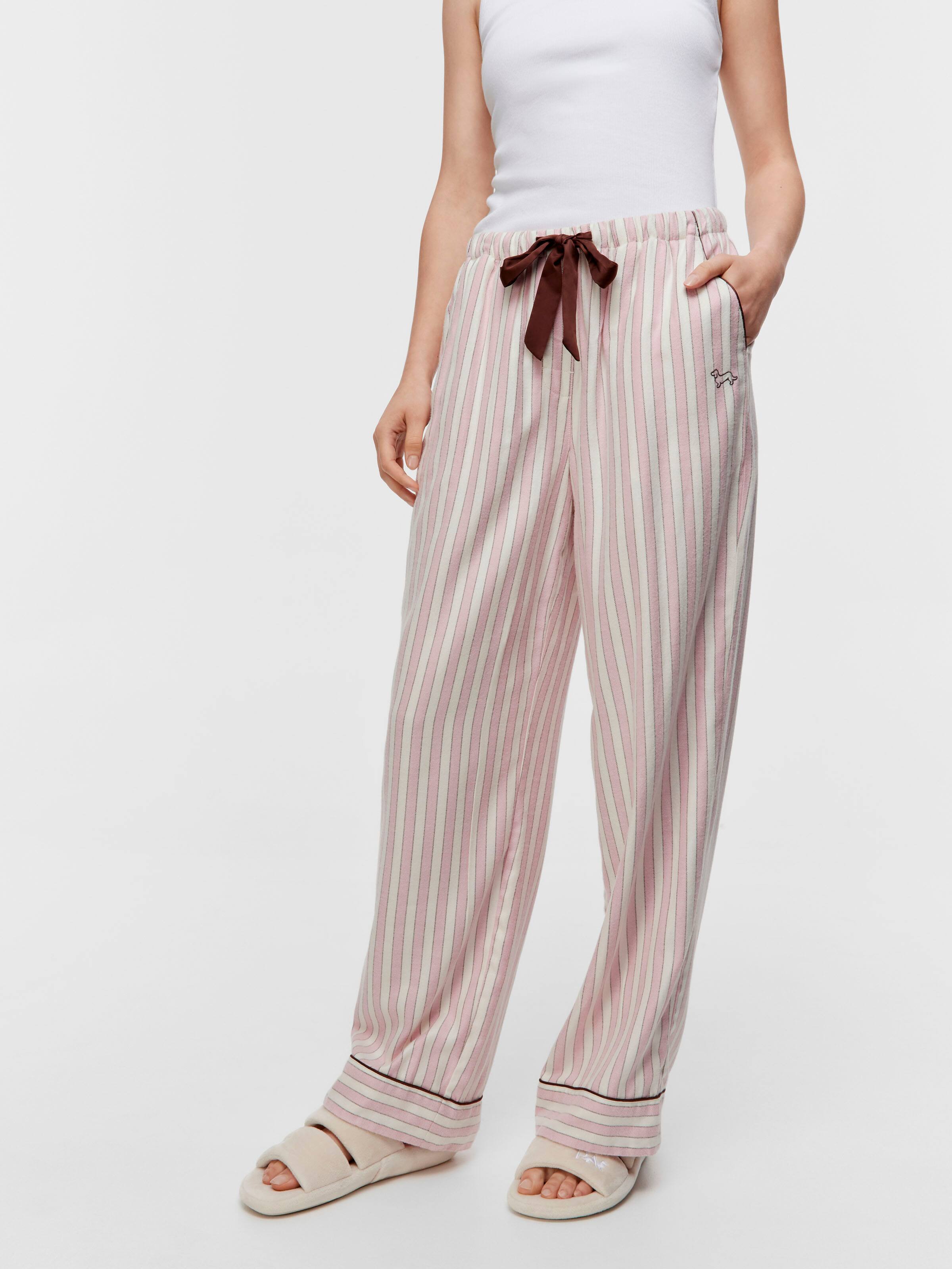 Pink Stripe Viscose Flannelette Classic Pj Pant