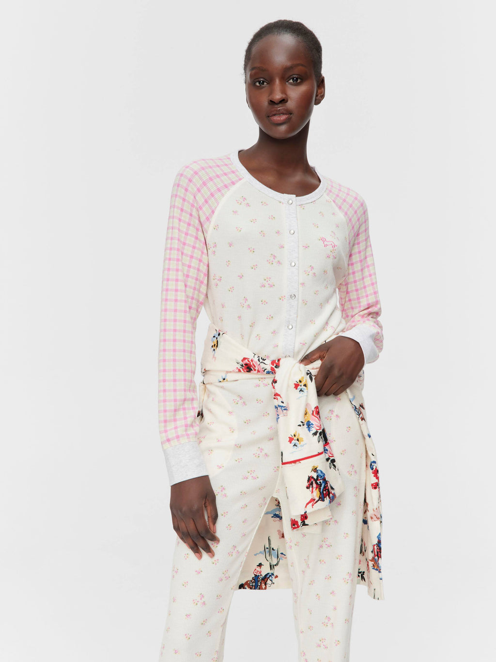 Waffle Contrast Print Onesie