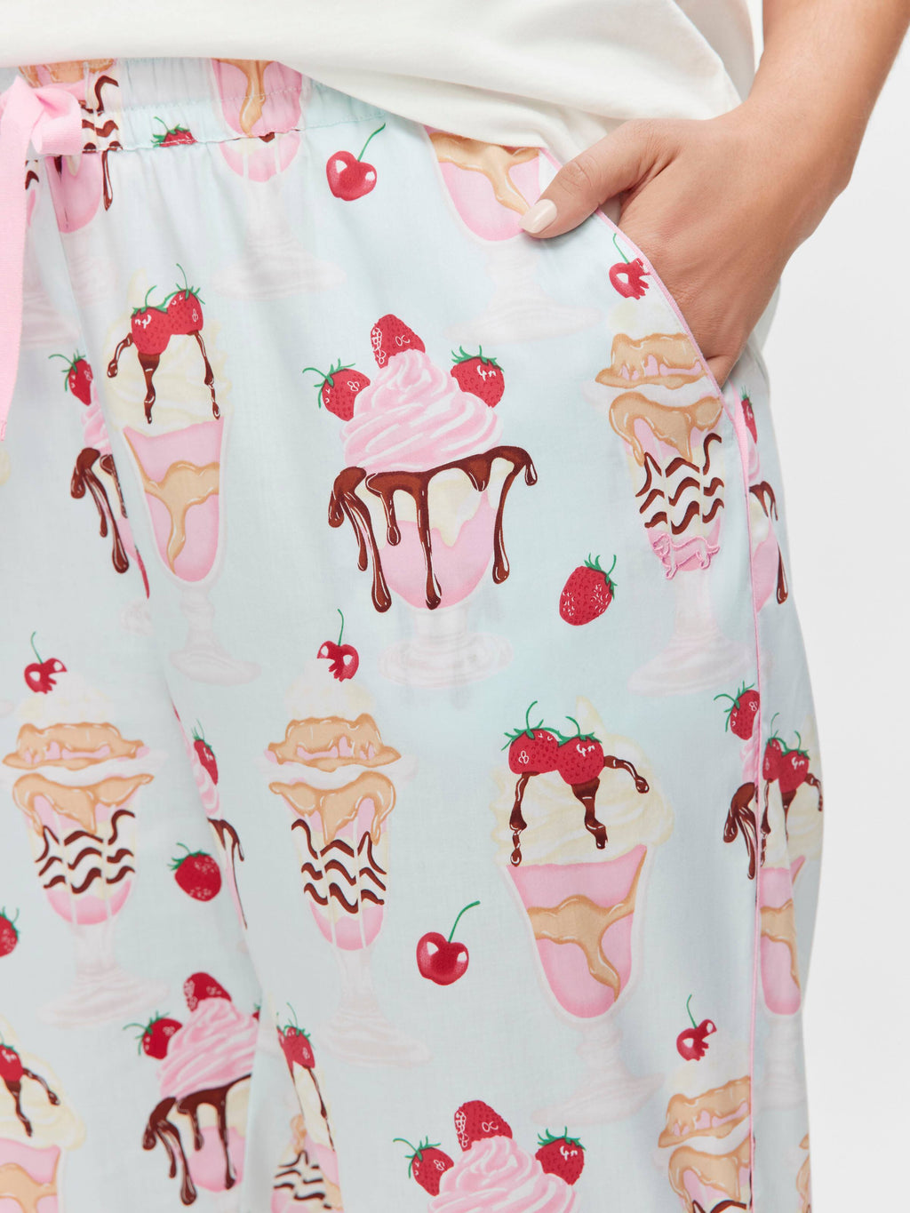 P.A. Plus Ice Cream Sundae 100% Cotton 3/4 Roll Up Pj Pant